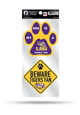 LSU Tigers 2-Piece Pet Themed Auto Decal - Yellow