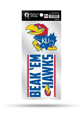 Kansas Jayhawks 2 Pack Die Cut Auto Decal - Blue