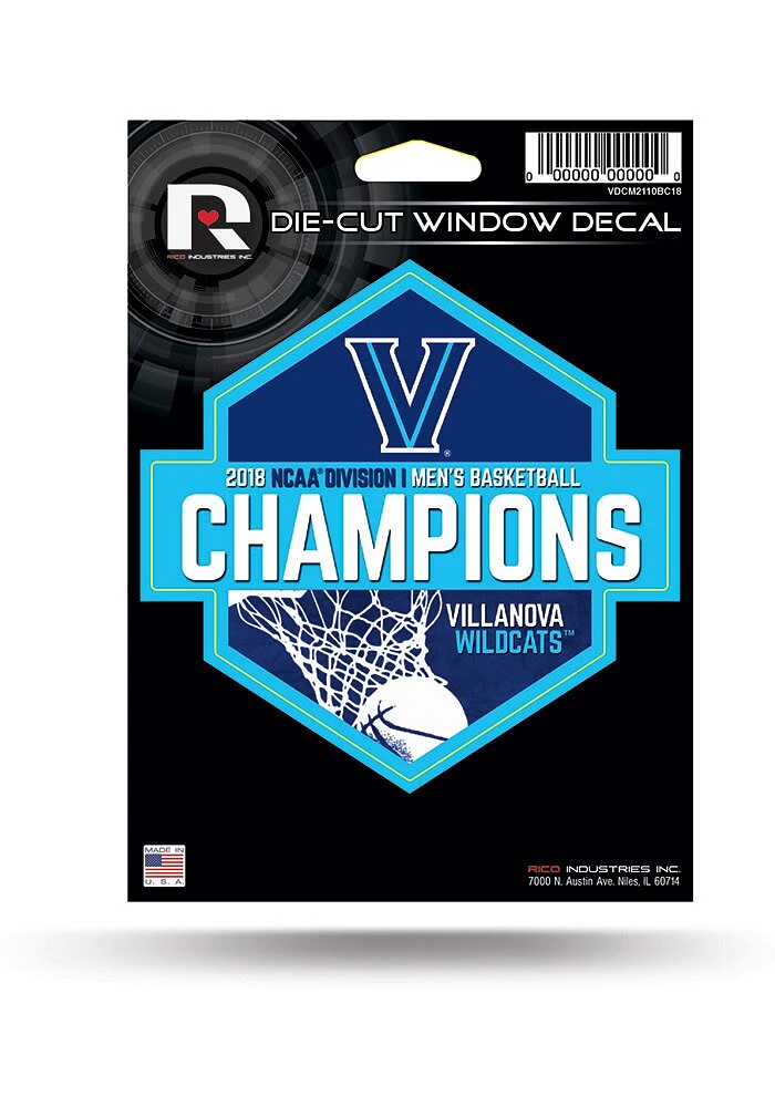 Villanova Wildcats 2018 NCAA Champs Die Cut Auto Decal - Blue