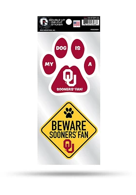 Oklahoma Sooners 2-Piece Pet Themed Auto Decal - Crimson