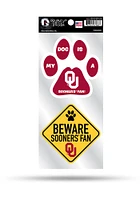 Oklahoma Sooners 2-Piece Pet Themed Auto Decal - Crimson