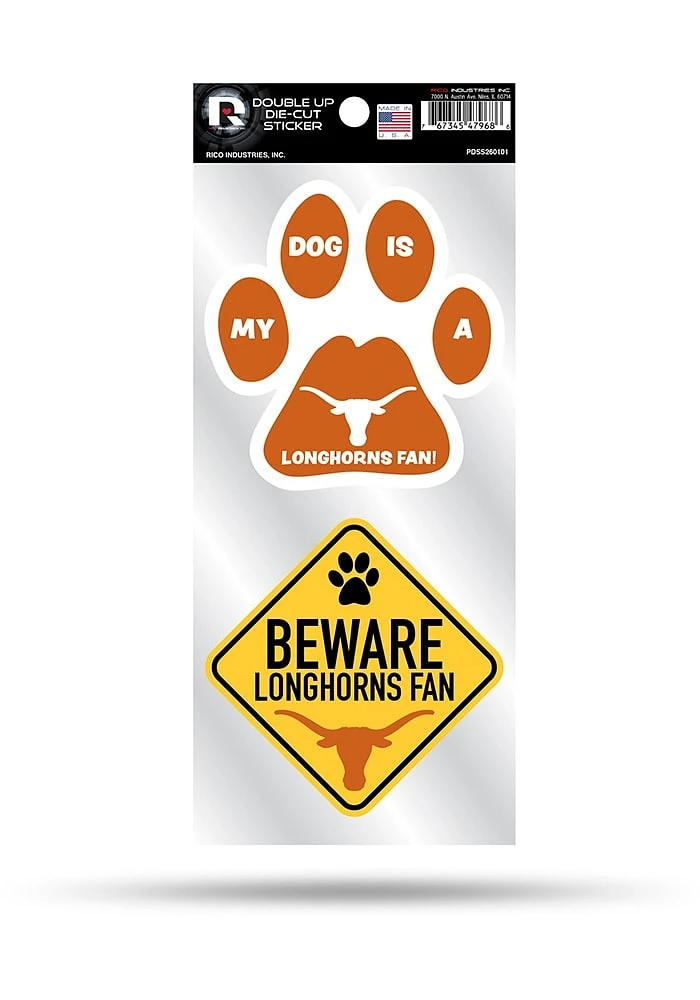Texas Longhorns 2-Piece Pet Themed Auto Decal - Burnt Orange