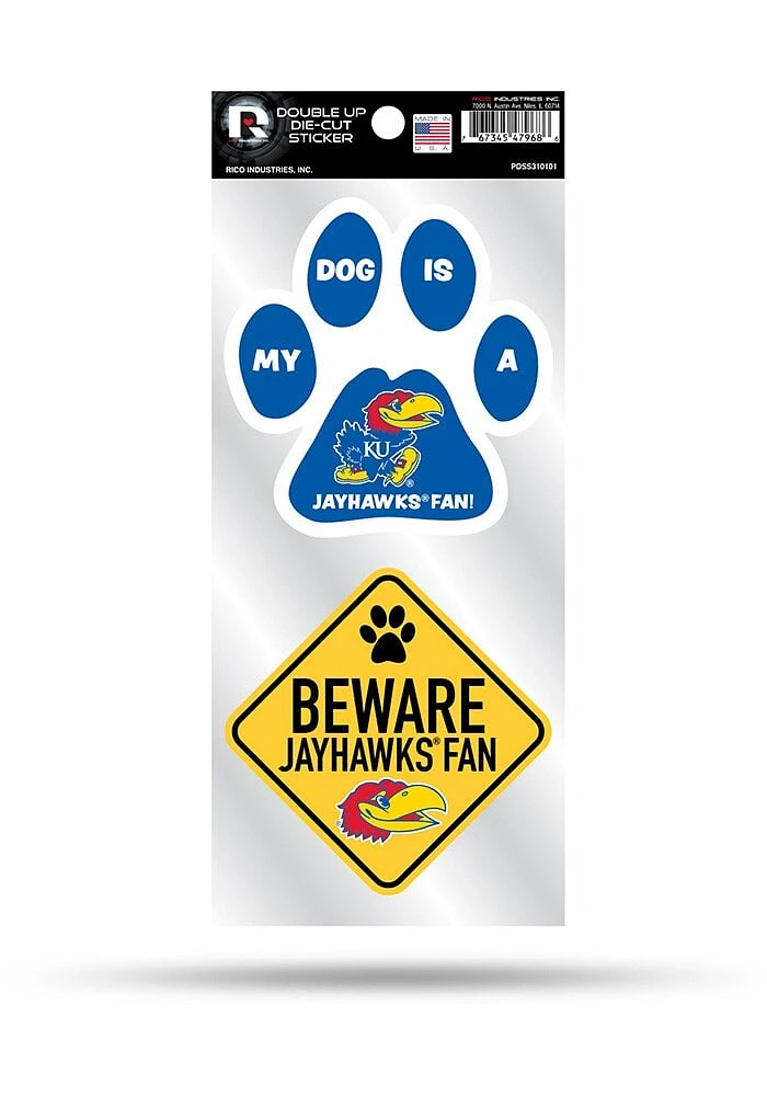 Kansas Jayhawks 2-Piece Pet Themed Auto Decal - Blue