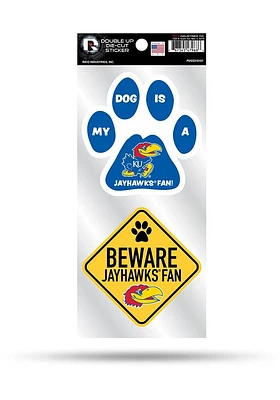 Kansas Jayhawks 2-Piece Pet Themed Auto Decal - Blue