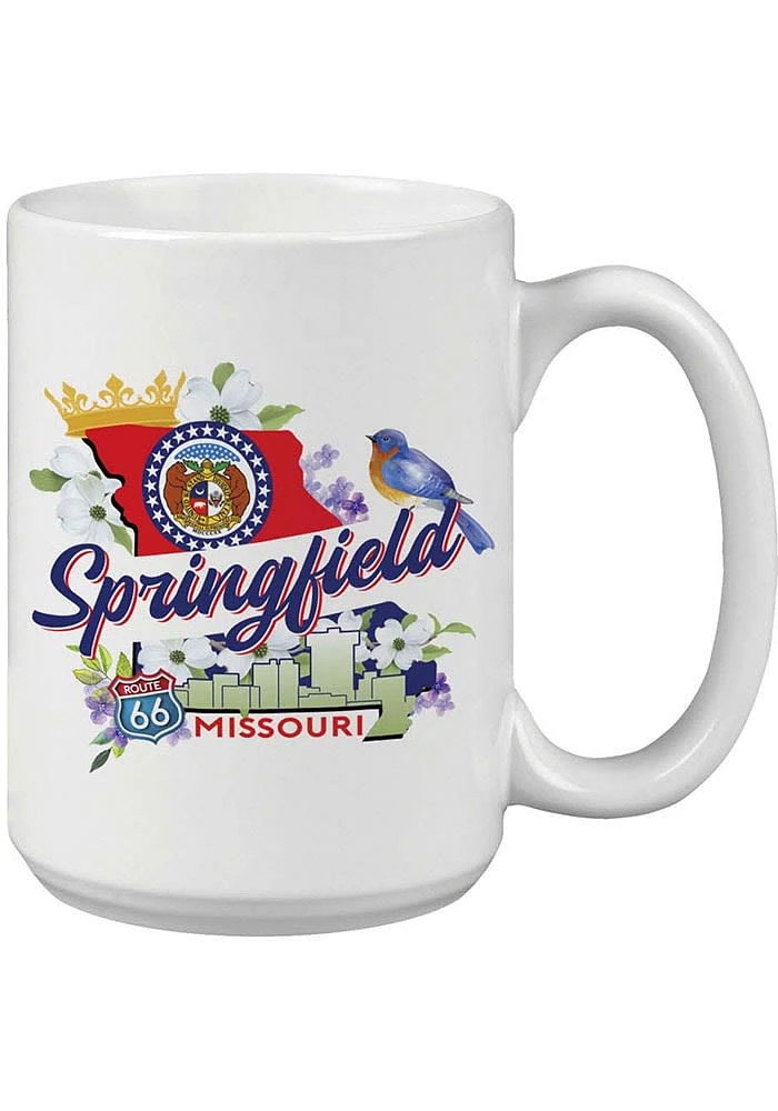 Springfield Skyline and State Flowers 15oz Ceramic Mug - White