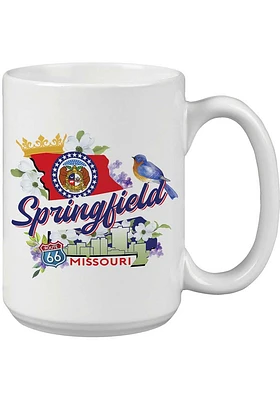 Springfield Skyline and State Flowers 15oz Ceramic Mug - White