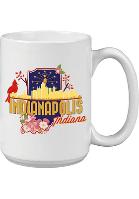 Indianapolis Skyline and State Flowers 15oz Ceramic Mug - White