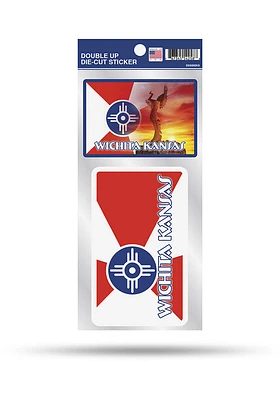 Wichita City Flag 2 Pack Auto Decal - Red