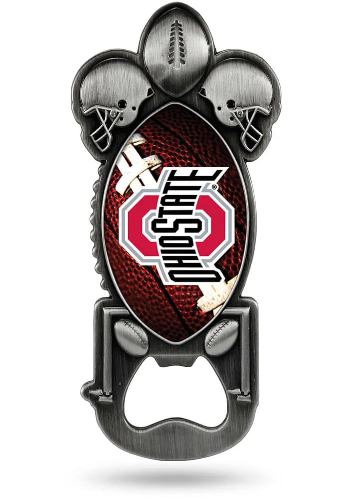 Silver Ohio State Buckeyes Party Starter Football Bottle Opener
