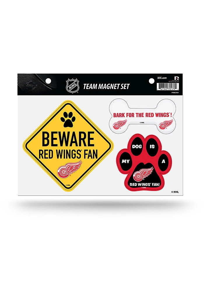 Detroit Red Wings 3-Piece Pet Themed Pet Magnet