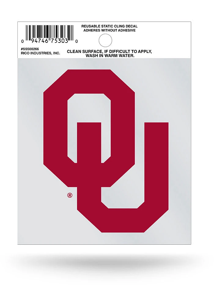 Oklahoma Sooners Small Auto Static Cling Decal - Crimson