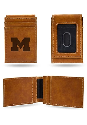 Michigan Wolverines Laser Engraved Front Pocket Mens Bifold Wallet