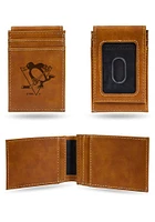 Pittsburgh Penguins Laser Engraved Front Pocket Mens Bifold Wallet