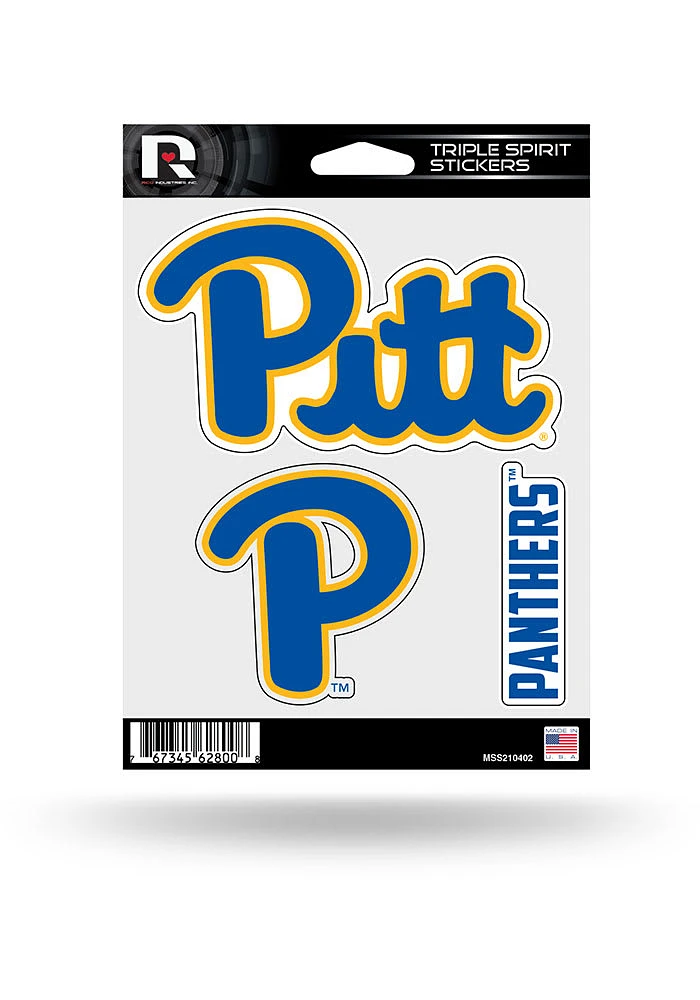 Pitt Panthers Triple Spirit Auto Decal - Blue