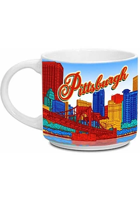 Pittsburgh Skyline White 14 oz Metro Ceramic Mug - Blue