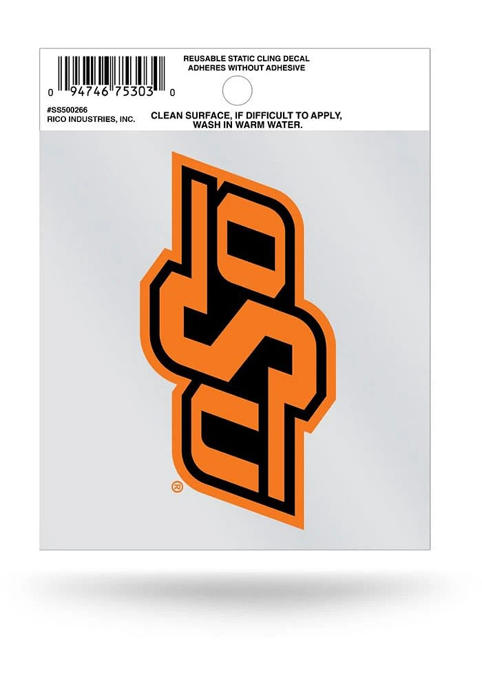 Oklahoma State Cowboys Small Auto Static Cling Decal - Orange