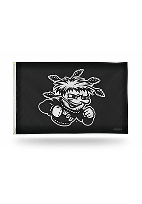 Wichita State Shockers Carbon Fiber 3x5 ft Black Silk Screen Grommet Flag