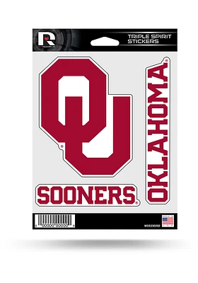 Oklahoma Sooners Triple Spirit Auto Decal - Red