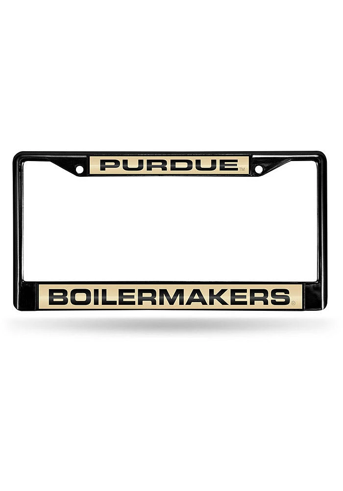 Purdue Boilermakers Black Laser Chrome License Plate Frame - Black