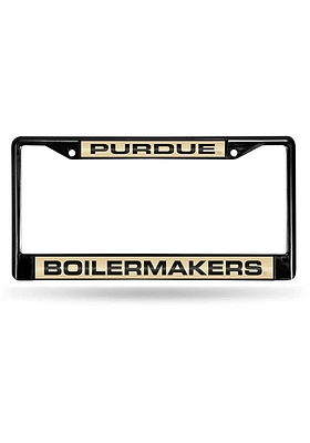 Purdue Boilermakers Black Laser Chrome License Plate Frame - Black