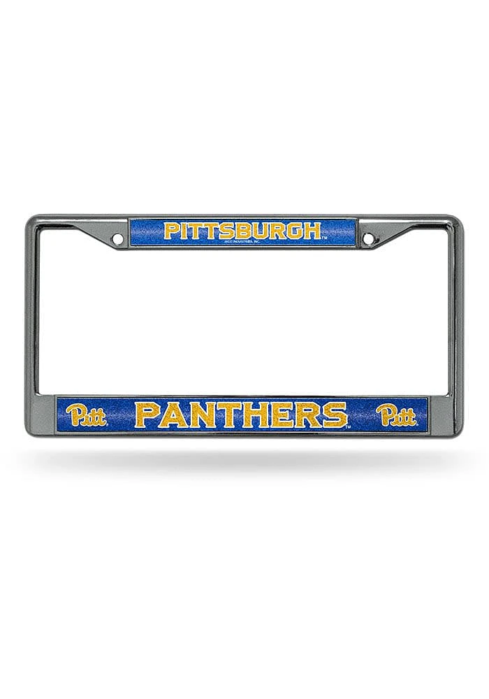 Pitt Panthers Bling Chrome License Plate Frame - Blue