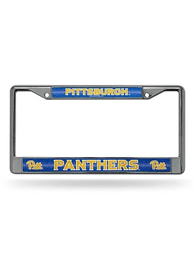 Pitt Panthers Bling Chrome License Plate Frame - Blue