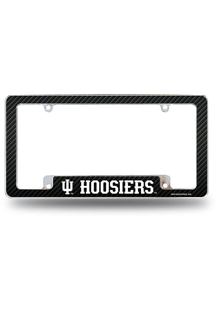 Indiana Hoosiers Chrome Carbon Fiber License Plate Frame - Black