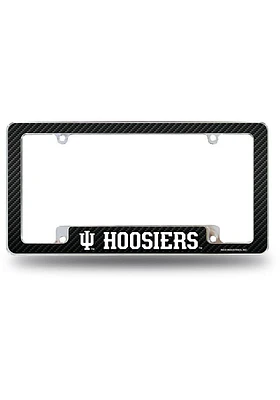 Indiana Hoosiers Chrome Carbon Fiber License Plate Frame - Black