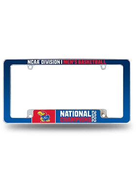 Kansas Jayhawks 2022 National Champs All Over License Plate Frame - Blue