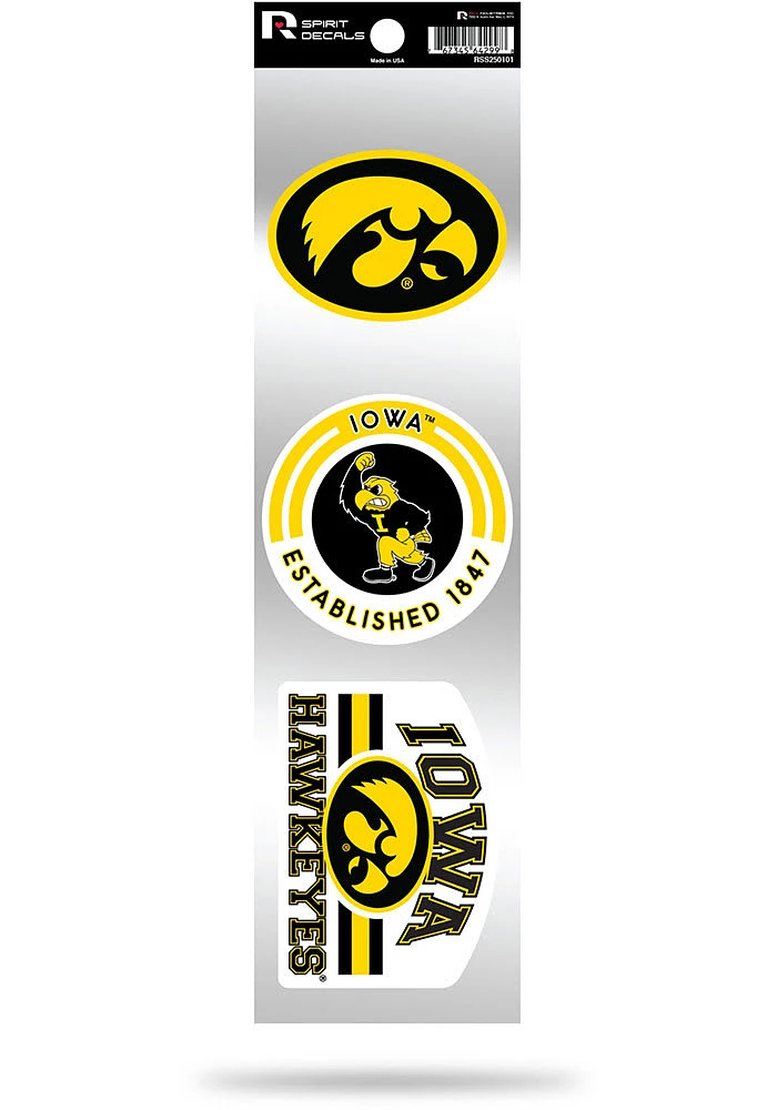 Iowa Hawkeyes 3pc Auto Decal - Yellow