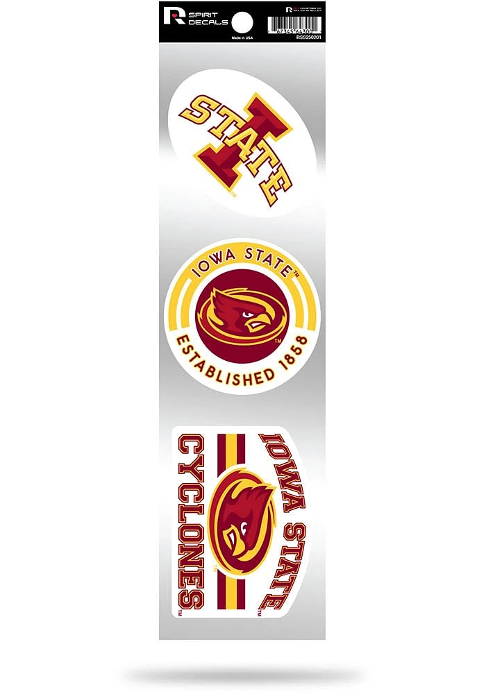 Iowa State Cyclones 3pc Retro Spirit Auto Decal - Red