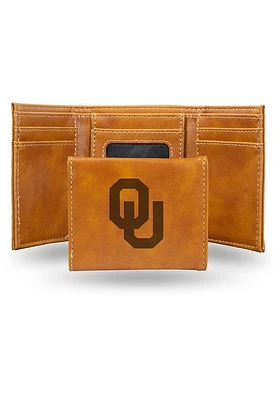Oklahoma Sooners Laser Engraved Mens Trifold Wallet