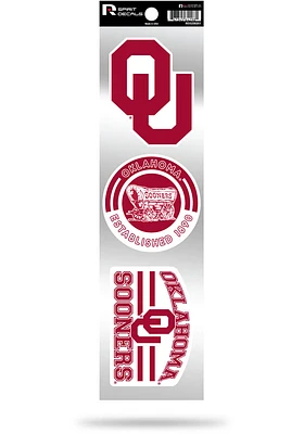 Oklahoma Sooners 3pc Retro Spirit Auto Decal - Red