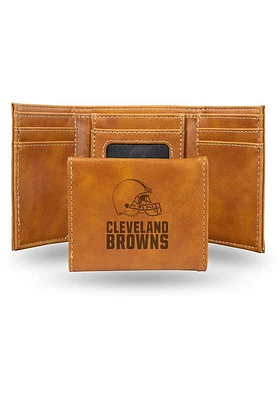 Cleveland Browns Laser Engraved Mens Trifold Wallet