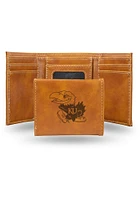 Kansas Jayhawks Laser Engraved Mens Trifold Wallet