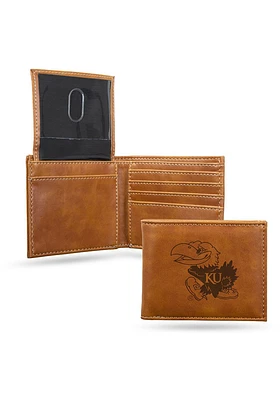 Kansas Jayhawks Laser Engraved Mens Bifold Wallet