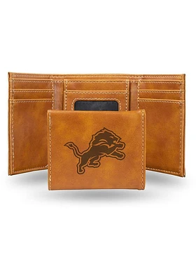Detroit Lions Laser Engraved Mens Trifold Wallet