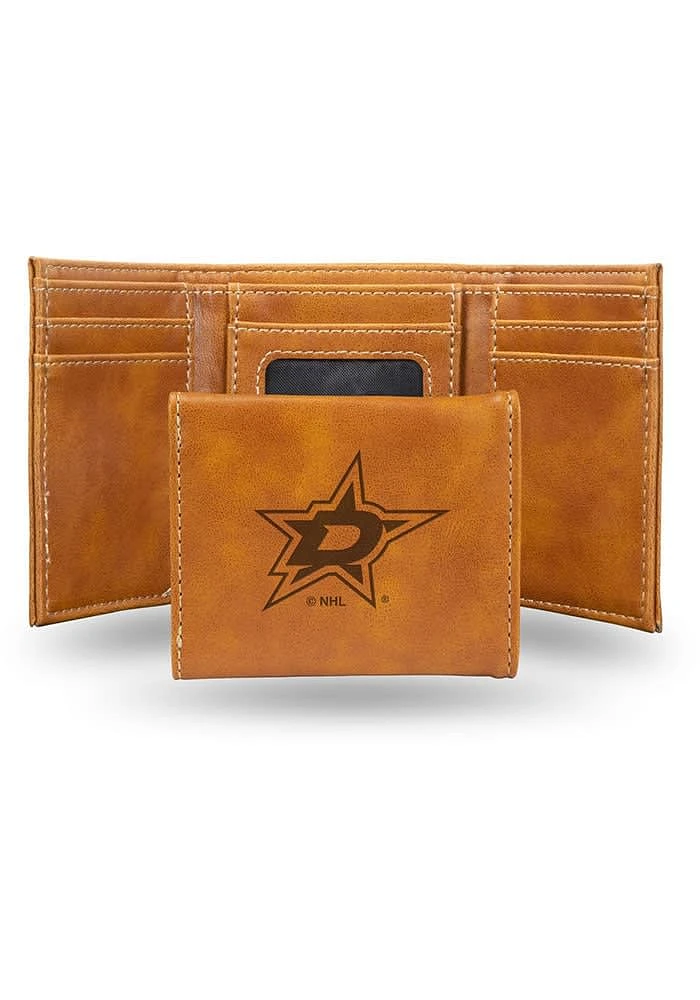Dallas Stars Laser Engraved Mens Trifold Wallet