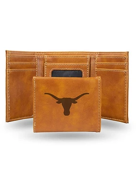 Texas Longhorns Laser Engraved Mens Trifold Wallet