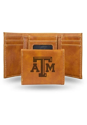 Texas A&M Aggies Laser Engraved Mens Trifold Wallet