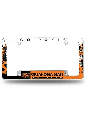 Oklahoma State Cowboys All Over Chrome License Plate Frame - Orange