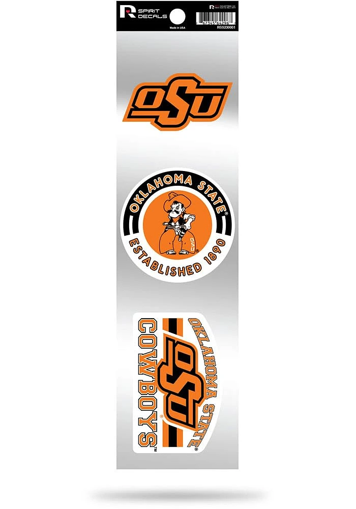 Oklahoma State Cowboys 3pc Retro Spirit Auto Decal - Orange