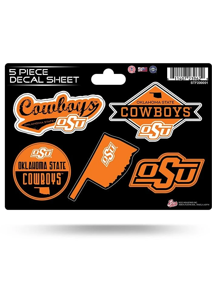 Oklahoma State Cowboys 5pc Auto Decal - Orange