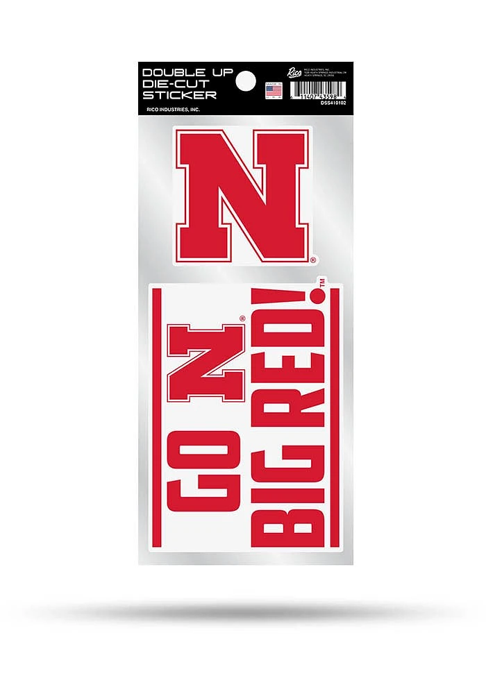 Nebraska Cornhuskers Double Up Auto Decal - Red