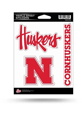 Nebraska Cornhuskers Triple Spirit Auto Decal - Red
