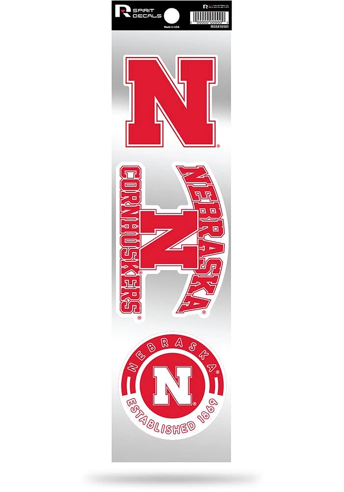 Nebraska Cornhuskers Retro Triple Spirit Auto Decal - Red