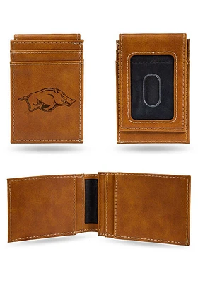 Arkansas Razorbacks Laser Engraved Front Pocket Mens Bifold Wallet