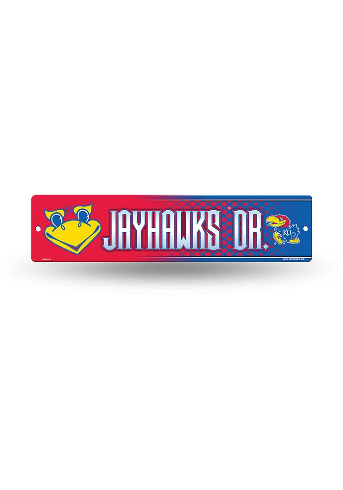 Kansas Jayhawks Plastic 4x16 Sign - Red