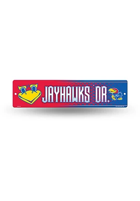 Kansas Jayhawks Plastic 4x16 Sign - Red