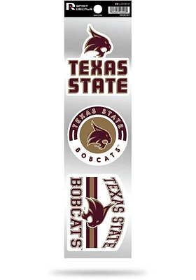 Texas State Bobcats 3 Piece Retro Auto Decal - Maroon